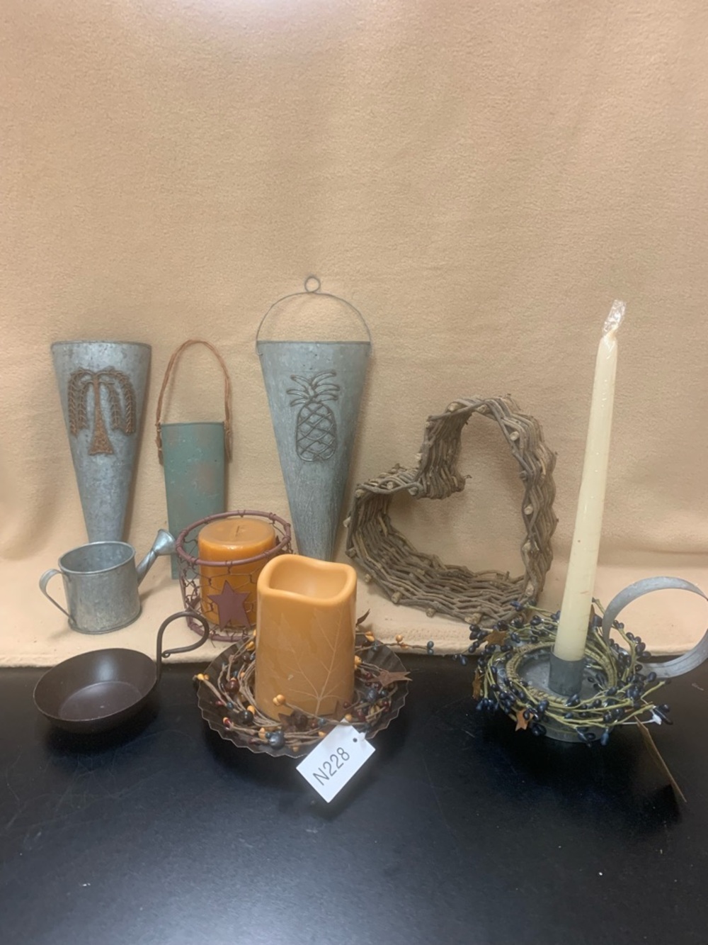 Home Accents Rustic Pineapple Wall Pocket and Candle Set - Neutral/Tan
10 pieces